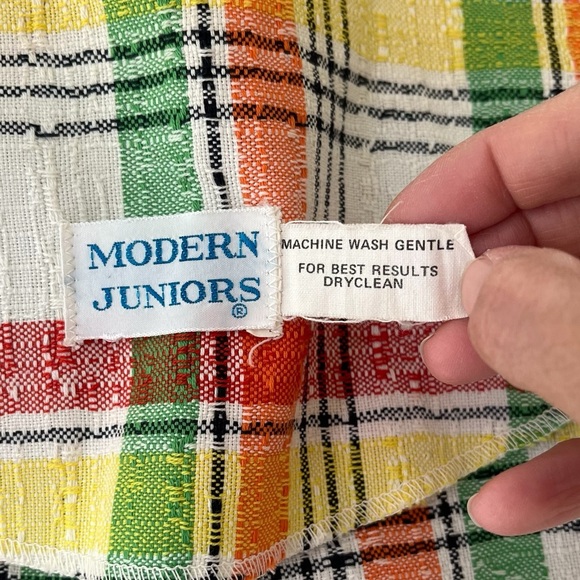 Vintage plaid blazer jacket multicolor fitted red orange green yellow - Picture 15 of 16